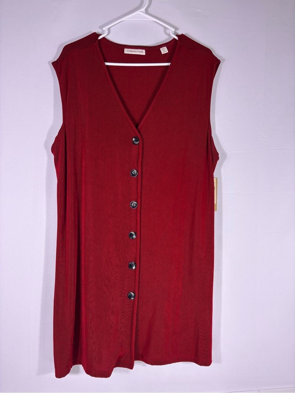 NWT Coldwater Creek Red Travel Knit Button Front Duster Vest 1X